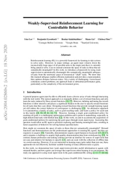 Weakly-Supervised Reinforcement Learning for Controllable Behavior