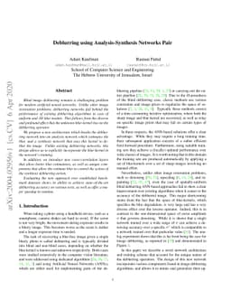Deblurring using Analysis-Synthesis Networks Pair