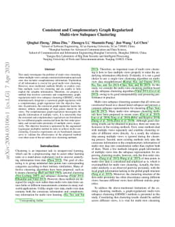 Consistent and Complementary Graph Regularized Multi-view Subspace
  Clustering