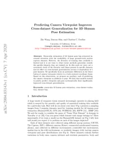 Predicting Camera Viewpoint Improves Cross-dataset Generalization for 3D
  Human Pose Estimation