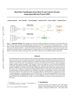 Real-time Classification from Short Event-Camera Streams using
  Input-filtering Neural ODEs