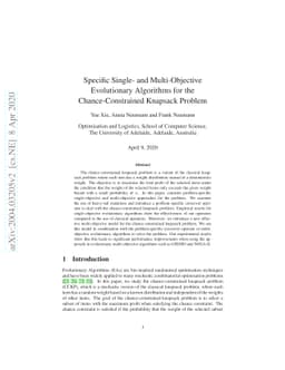 Specific Single- and Multi-Objective Evolutionary Algorithms for the
  Chance-Constrained Knapsack Problem