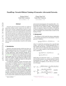 FusedProp: Towards Efficient Training of Generative Adversarial Networks