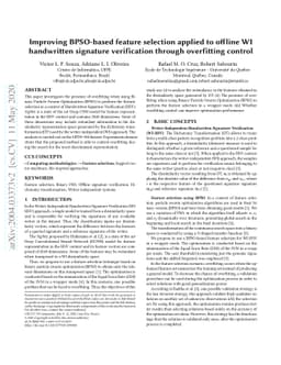 Improving BPSO-based feature selection applied to offline WI handwritten
  signature verification through overfitting control