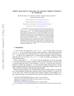 Model selection in the space of Gaussian models invariant by symmetry