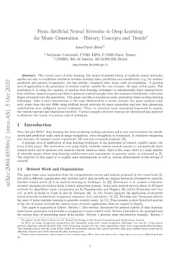 From Artificial Neural Networks to Deep Learning for Music Generation --
  History, Concepts and Trends