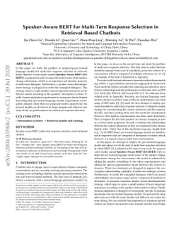 Speaker-Aware BERT for Multi-Turn Response Selection in Retrieval-Based
  Chatbots