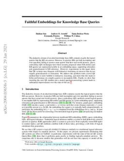 Faithful Embeddings for Knowledge Base Queries