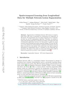 Spatio-temporal Learning from Longitudinal Data for Multiple Sclerosis
  Lesion Segmentation