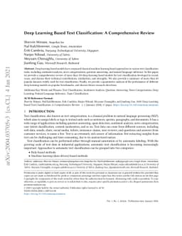 Deep Learning Based Text Classification: A Comprehensive Review