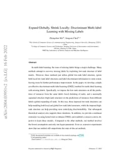 Expand Globally, Shrink Locally: Discriminant Multi-label Learning with
  Missing Labels