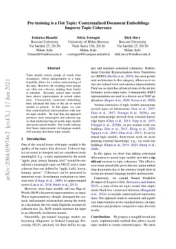 Pre-training is a Hot Topic: Contextualized Document Embeddings Improve
  Topic Coherence