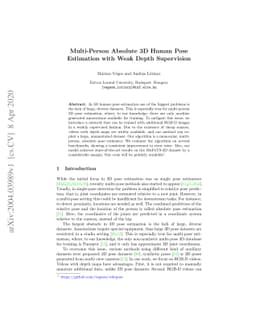 Multi-Person Absolute 3D Human Pose Estimation with Weak Depth
  Supervision