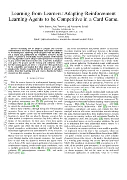Learning from Learners: Adapting Reinforcement Learning Agents to be
  Competitive in a Card Game
