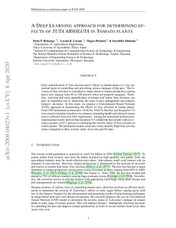 A Deep Learning Approach for Determining Effects of Tuta Absoluta in
  Tomato Plants