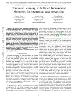 Continual Learning with Gated Incremental Memories for sequential data
  processing