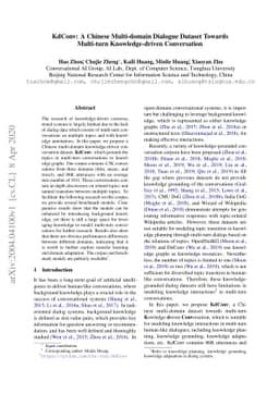 KdConv: A Chinese Multi-domain Dialogue Dataset Towards Multi-turn
  Knowledge-driven Conversation