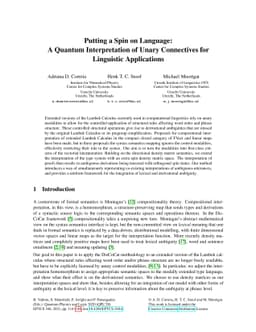 Putting a Spin on Language: A Quantum Interpretation of Unary
  Connectives for Linguistic Applications