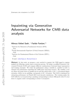 Inpainting via Generative Adversarial Networks for CMB data analysis