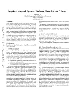 Deep Learning and Open Set Malware Classification: A Survey