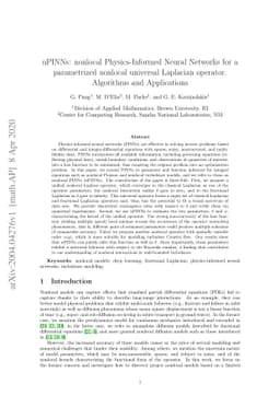 nPINNs: nonlocal Physics-Informed Neural Networks for a parametrized
  nonlocal universal Laplacian operator. Algorithms and Applications