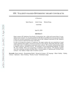 OV: Validity-based Optimistic Smart Contracts