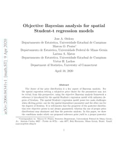 Objective Bayesian analysis for spatial Student-t regression models