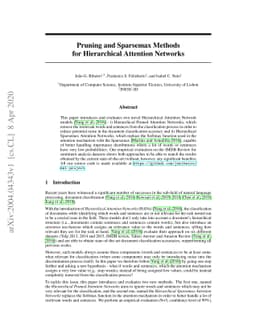 Pruning and Sparsemax Methods for Hierarchical Attention Networks