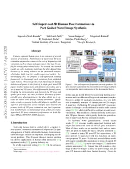 Self-Supervised 3D Human Pose Estimation via Part Guided Novel Image
  Synthesis