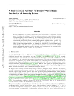 A Characteristic Function for Shapley-Value-Based Attribution of Anomaly
  Scores