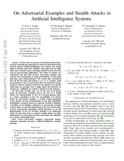 On Adversarial Examples and Stealth Attacks in Artificial Intelligence
  Systems