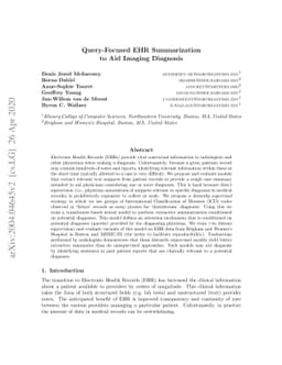 Query-Focused EHR Summarization to Aid Imaging Diagnosis