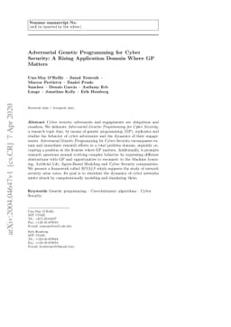 Adversarial Genetic Programming for Cyber Security: A Rising Application
  Domain Where GP Matters