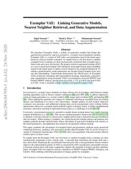 Exemplar VAE: Linking Generative Models, Nearest Neighbor Retrieval, and
  Data Augmentation