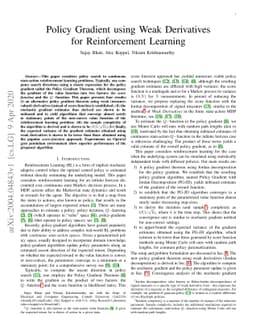 Policy Gradient using Weak Derivatives for Reinforcement Learning