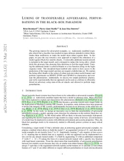 Luring of transferable adversarial perturbations in the black-box
  paradigm