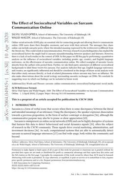 The Effect of Sociocultural Variables on Sarcasm Communication Online