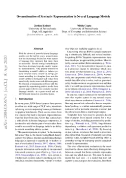 Overestimation of Syntactic Representationin Neural Language Models