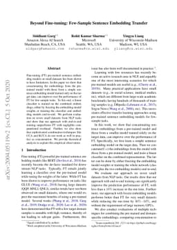 Beyond Fine-tuning: Few-Sample Sentence Embedding Transfer