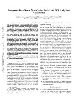 Interpreting Deep Neural Networks for Single-Lead ECG Arrhythmia
  Classification