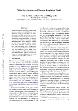 When Does Unsupervised Machine Translation Work?