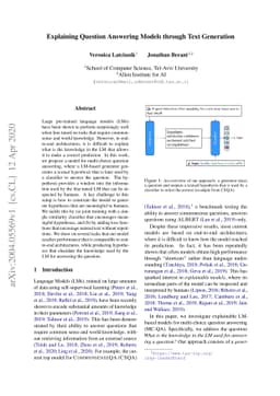 Explaining Question Answering Models through Text Generation