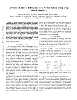 Direction of Arrival Estimation for a Vector Sensor Using Deep Neural
  Networks