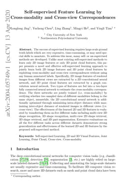 Self-supervised Feature Learning by Cross-modality and Cross-view
  Correspondences