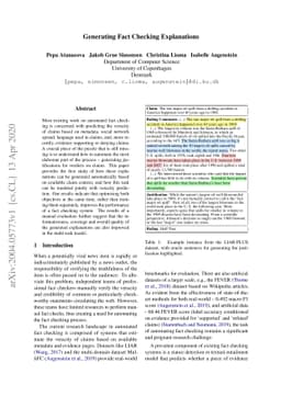 Generating Fact Checking Explanations