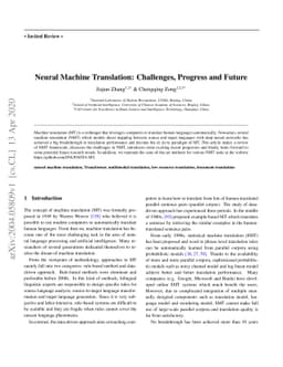 Neural Machine Translation: Challenges, Progress and Future
