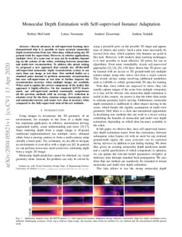 Monocular Depth Estimation with Self-supervised Instance Adaptation
