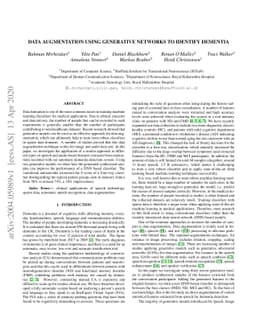 Data augmentation using generative networks to identify dementia