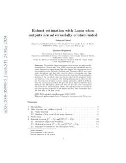 Robust estimation with Lasso when outputs are adversarially contaminated