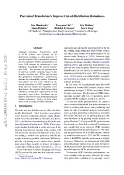 Pretrained Transformers Improve Out-of-Distribution Robustness